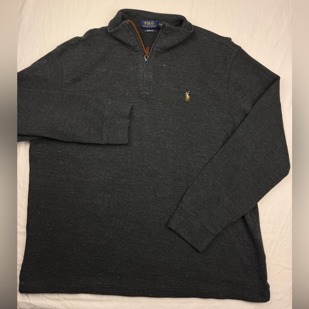 Polo Ralph Lauren Black‎ Quarter-Zip Pullover Men’s estate rib size XXL